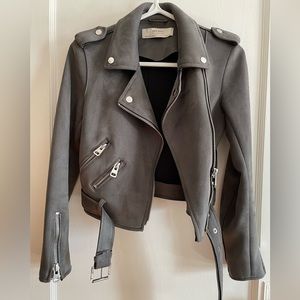 Zara faux suede cropped Moto jacket in perfect condition